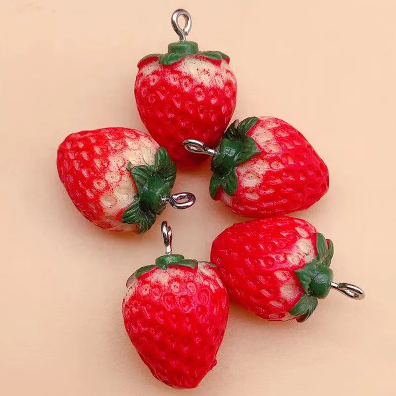 

10 шт., подвеска в виде клубники из смолы для изготовления ювелирных изделий