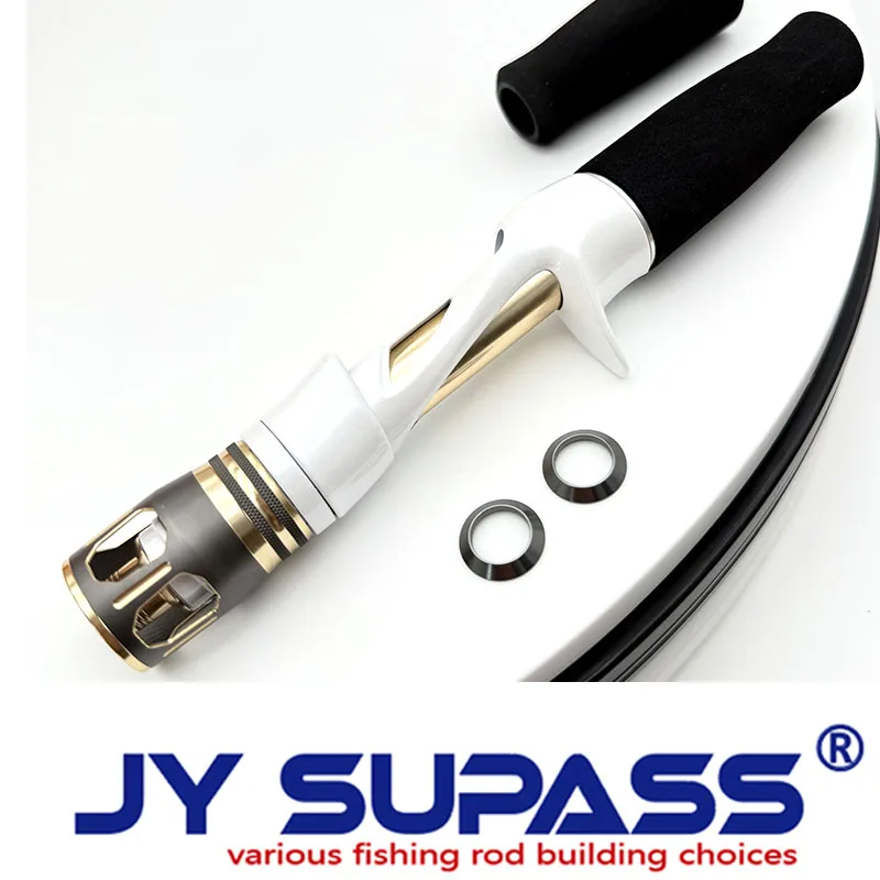 JY SUPASS YCS Shiny white reel seat diy Fishing Rod Building Reel Seat with hard EVA handle set ,custom fishing rod set