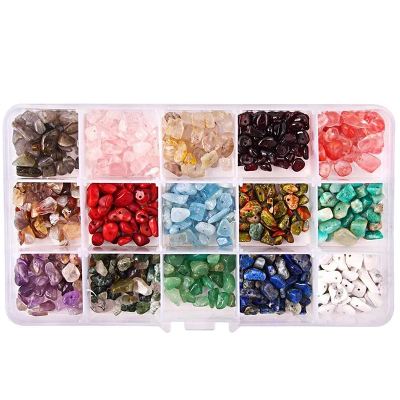 Natural Chip Gemstone Beads for Jewellery Making Kits 15 Colors Irregular Shaped Loose Crystal Stone Beads