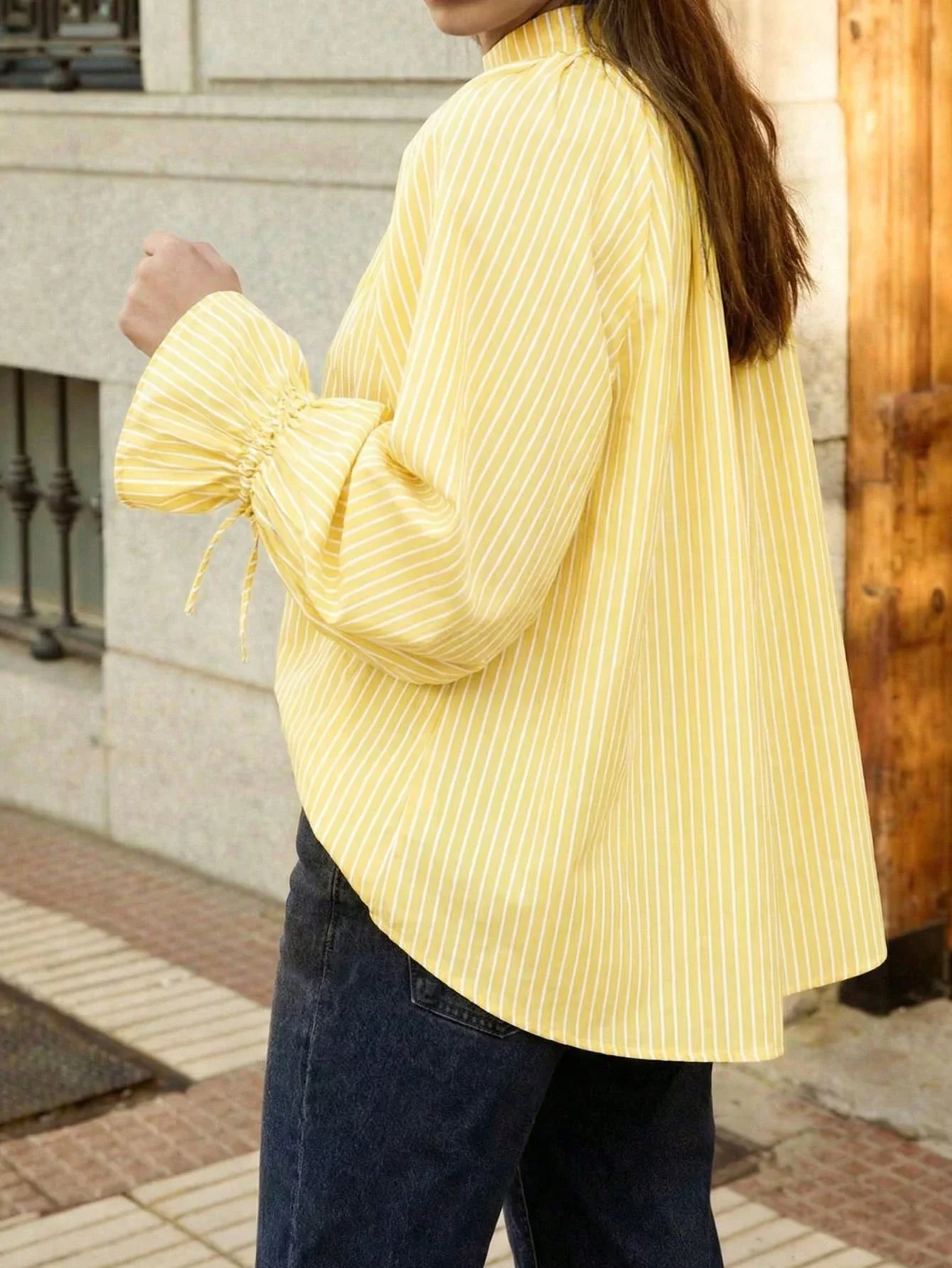 

Women Casual Striped Bell Sleeve Blouse Spring Loose Fit