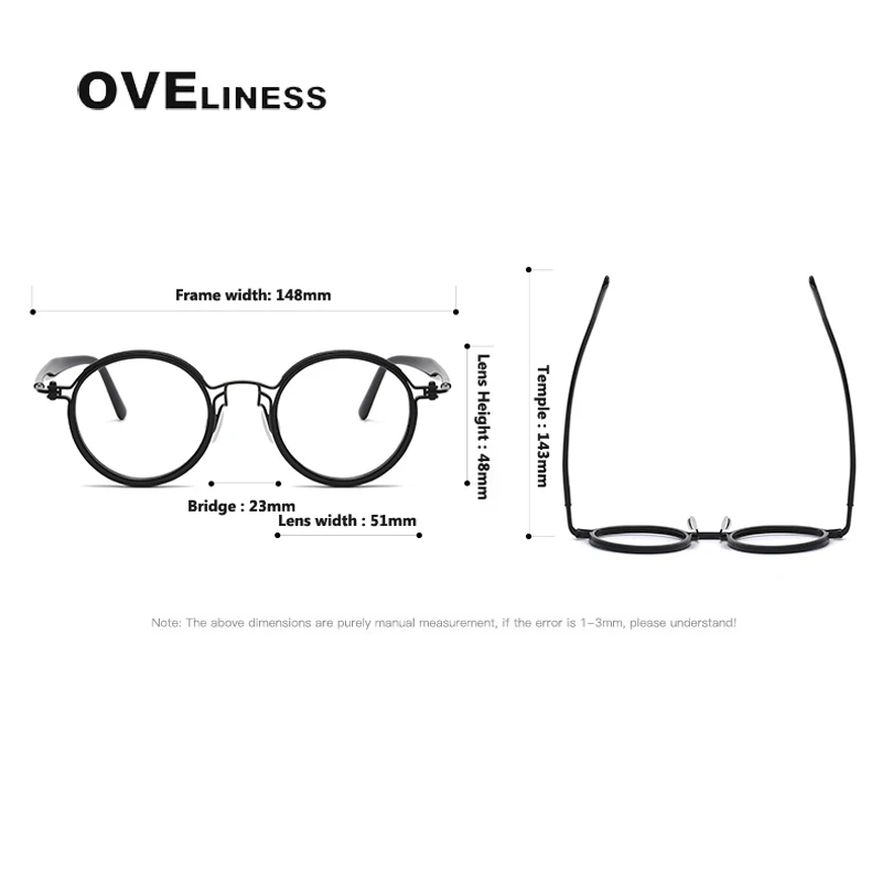 Vintage Round Acetate Titanium Glasses Frame Men Myopia Optical Prescription Eyeglasses Frame Women Korea Luxury Brand Eyewear