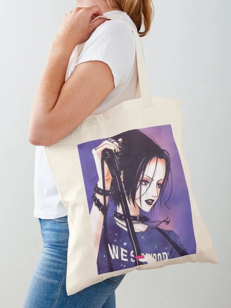 

Nana Osaki on Purple Tie Dye Background Tote Bag canvas tote bags reusable shopping bag reusable grocery bags