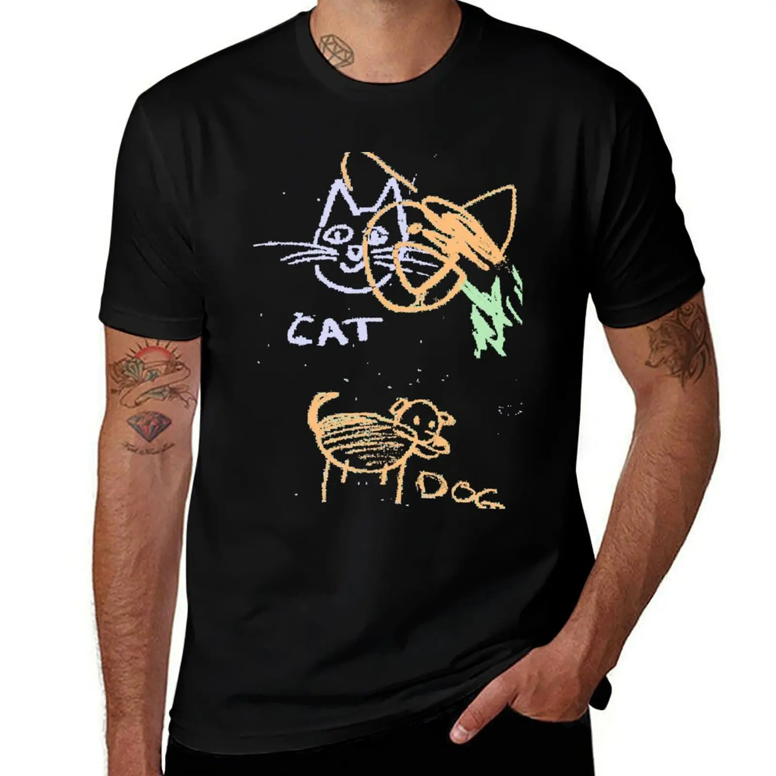 

Cat and Dog T-Shirt cotton t shirt man anime tshirt t shirt man plain T-Shirt