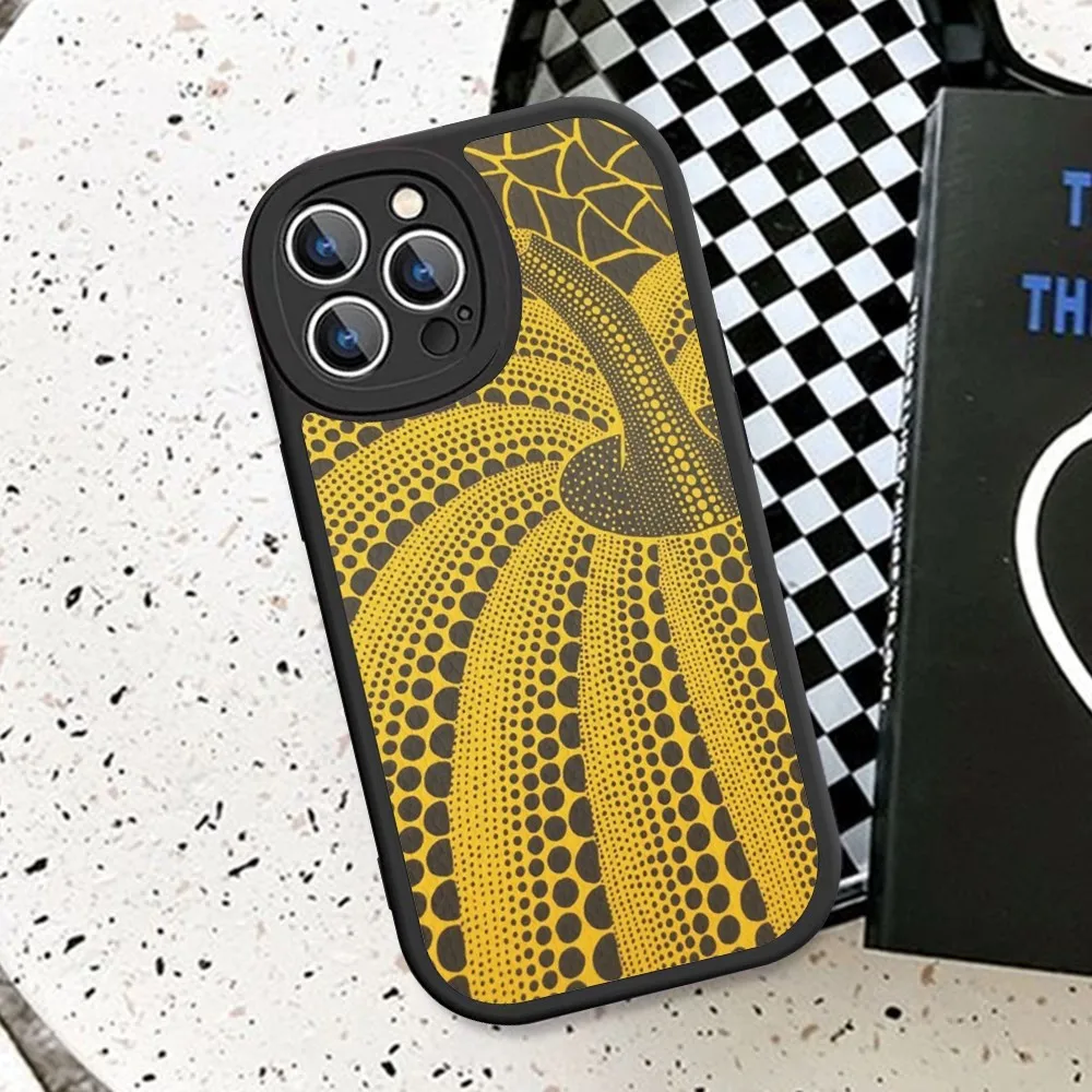 Pumpkin Yayoi Kusama Phone Case Hard Leather For IPhone 16 15 14 13 12 Mini 11 14 Pro Max Xs X Xr 7 8 Plus Fundas