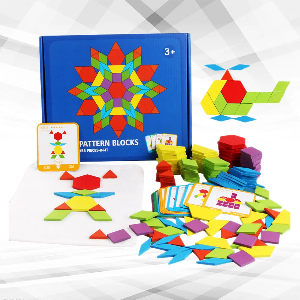 155 sztuk kształty geometryczne Puzzle zabawki drewniane Puzzle zabawki dla dzieci zabawki edukacyjne Puzzle