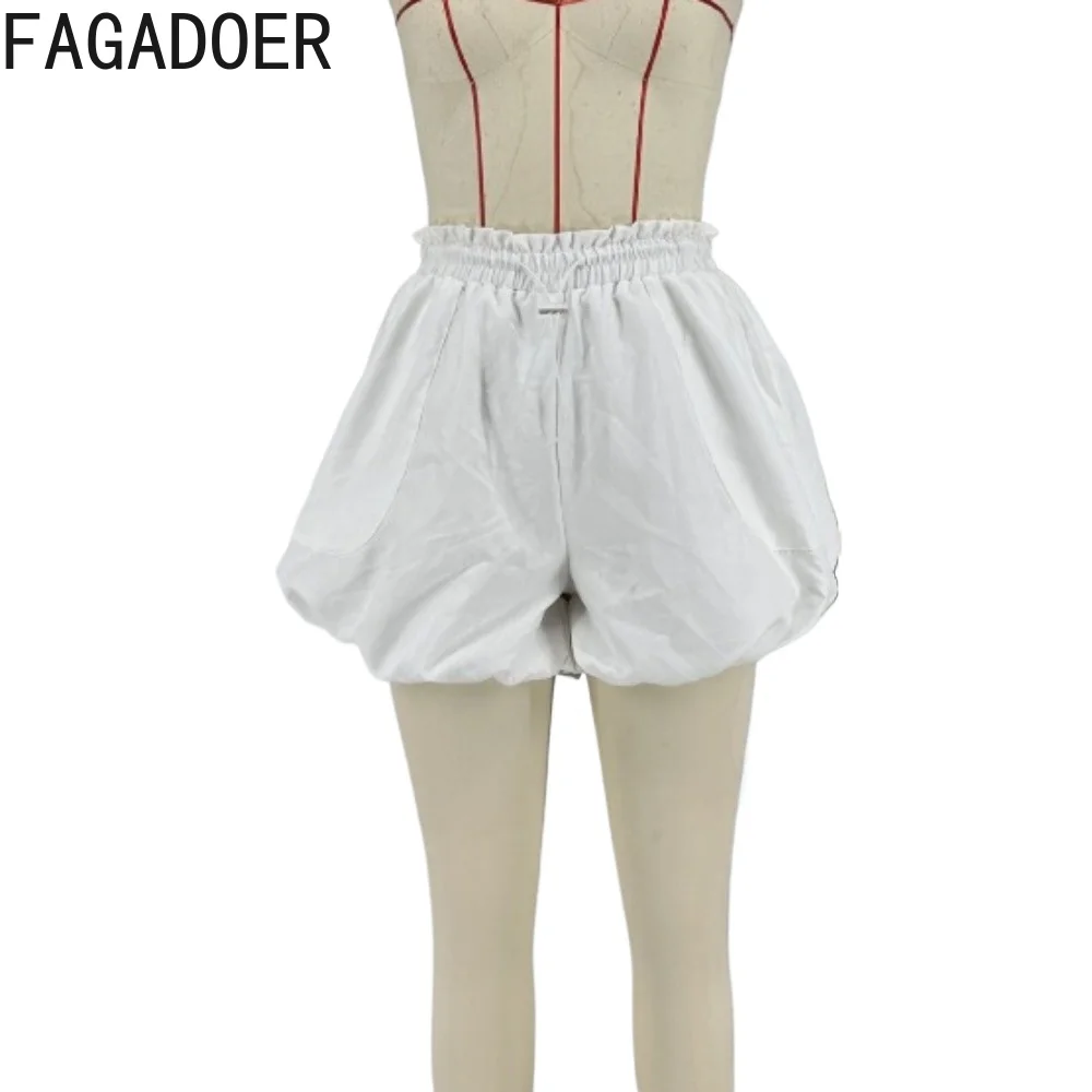 FAGADOER Fashion Y2K Solid Color Elastic Bubble Shorts Women High Waist Puff Mini Shorts Summer New Pop Short Pants Bottoms 2024