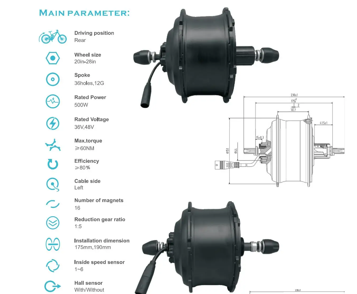 Shengyi Motor DGW25P Fatbike SYI DGW25NC DGW25NS Clutch Assembly 38T with Nylon Gear Set Spare Part