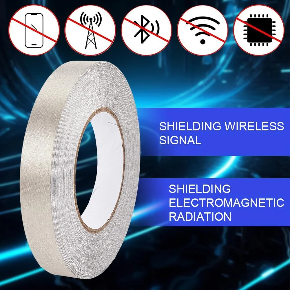 Faraday-Stoffband, doppelt leitfähiges Klebeband aus Fiberglasgewebe für EMI-Abschirmung, RF-blockierendes Laptop-Handy – Detail 3