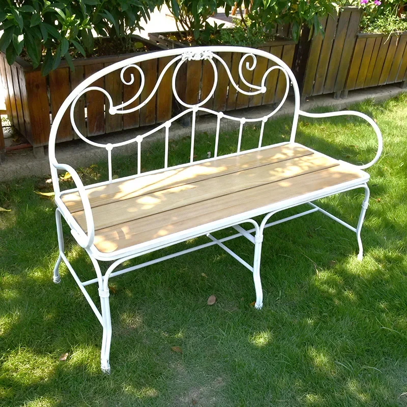 Garden leisure tea table and chair combination retro old wrought iron solid wood coffee  balcony terrace dining table and chairs