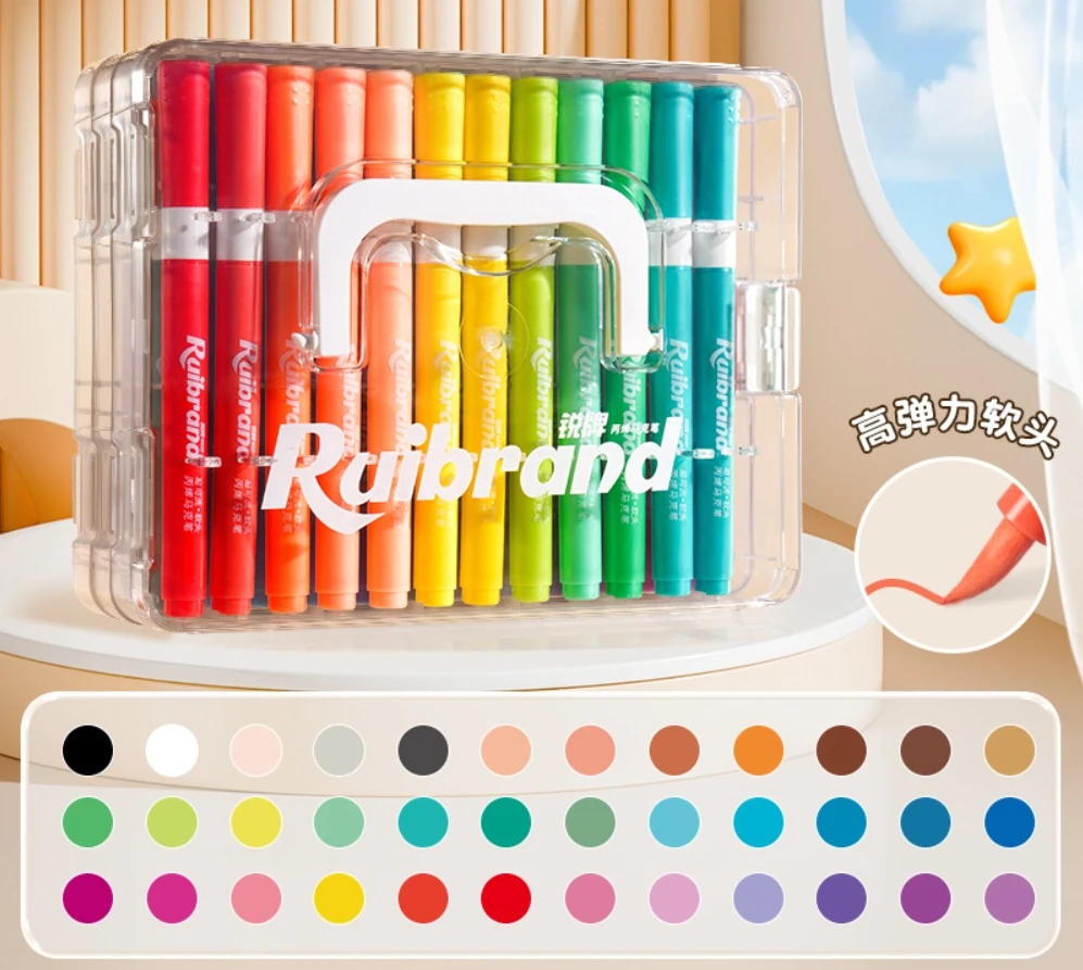 

Акриловый маркер для детей, нетоксичный, легко моющийся, художественная акварельная ручка, непрозрачный, штабелируемый -36 цветов.