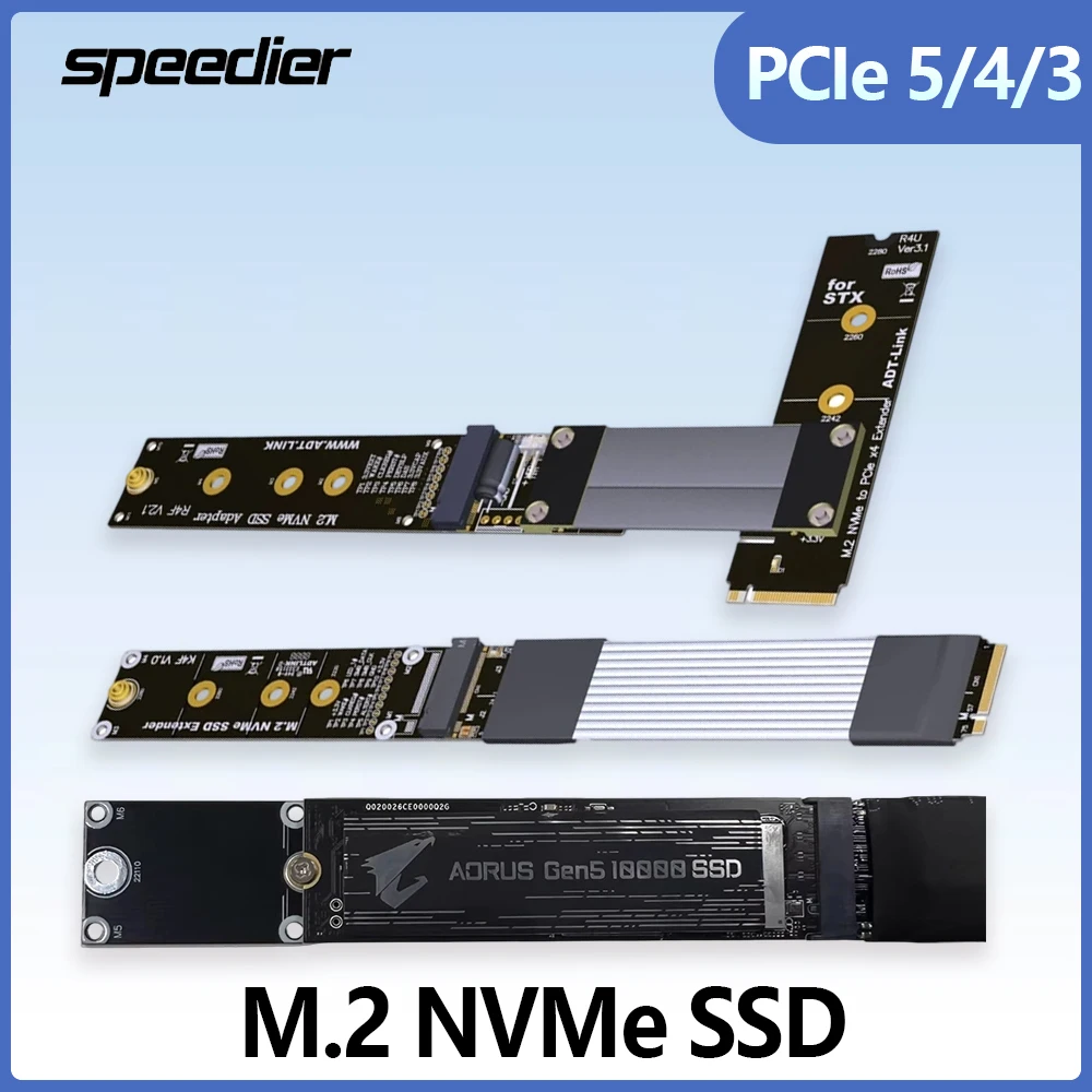

Удлинительный кабель-адаптер Riser PCIE 5.0 4.0 3.0 X4 M.2 NVMe SSD K44SF 22110 Размер / K44SF 2280 Поддержка M2 Ultra R44 K44 M44