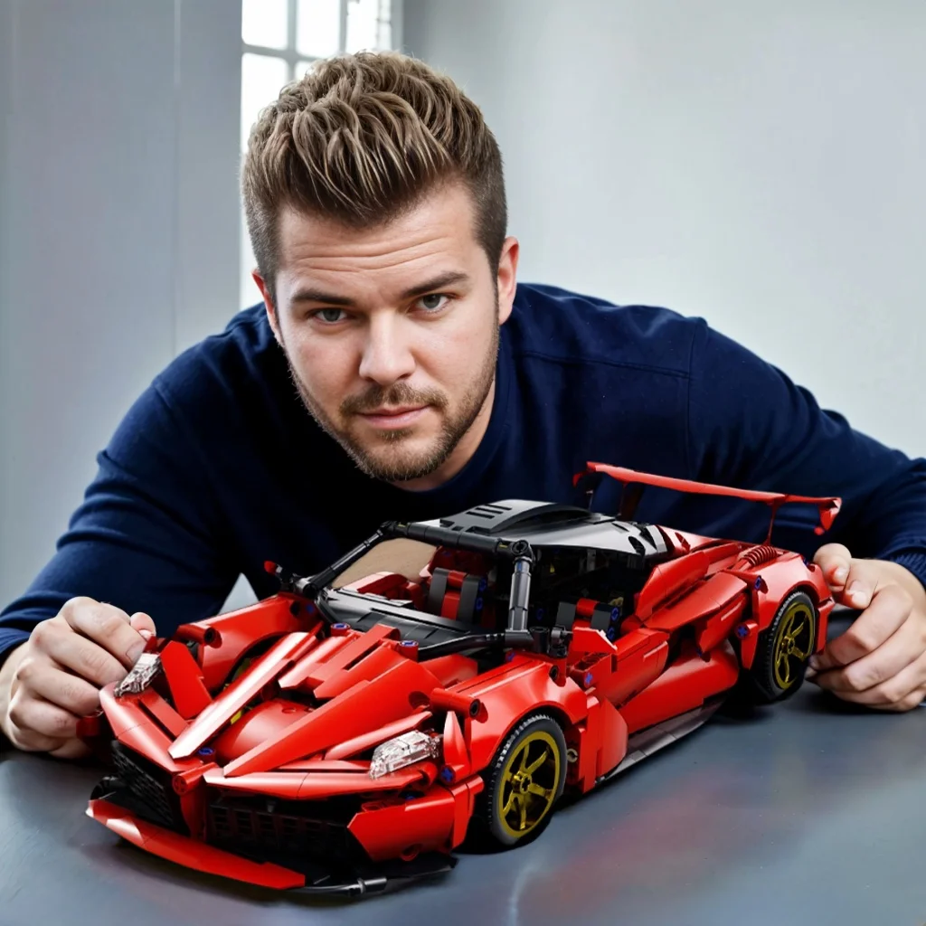 

High-end red sports car racing toy building kit, a thoughtful gift for adults and teenagers – a set of collectible bricks.