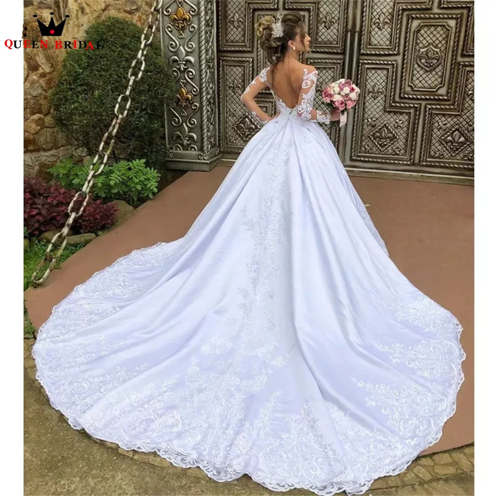 Elegant Wedding Dresses Ball Gown Long Sleeve Tulle Lace Appliques Pearls 2023 New Formal Bridal Gown Custom Size DX45