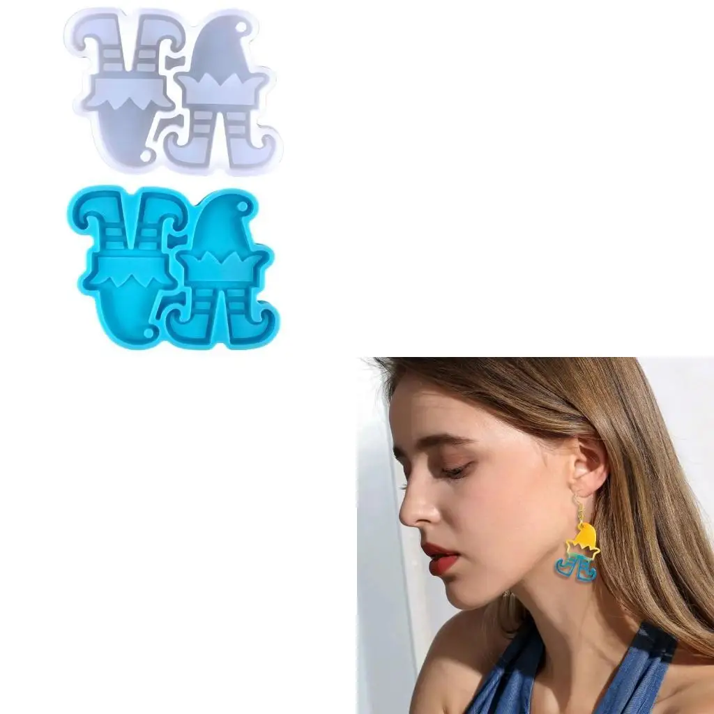 Christmas Earrings Drop Mold Diy Christmas Elf Earrings Pendant Christmas for Key Pendant Silicone Ornament Mold