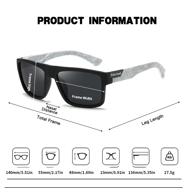 Modische Vintage Quadratische Polarisierte Sonnenbrille für Männer und Frauen, Luxus-Markendesigner Fahrer- und Anglerbrille, UV400-Schutz – Detail 7