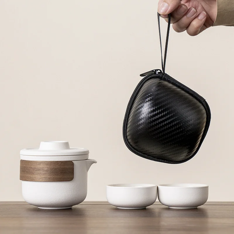 Portable Travel Tea Set Kongfu Tea Cups Quick Cup One Pot Two Cups Outdoor Carry on Tea Maker Festival Business Gift Box