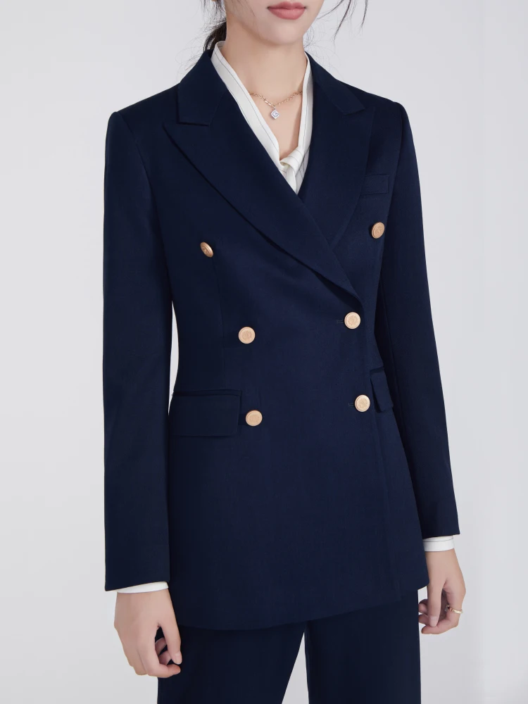 

Профессиональный женский костюм, рабочая одежда для интервью с двойной пуговицей, весна-осень, карьерный orm k, синие длинные брюки Long Sve