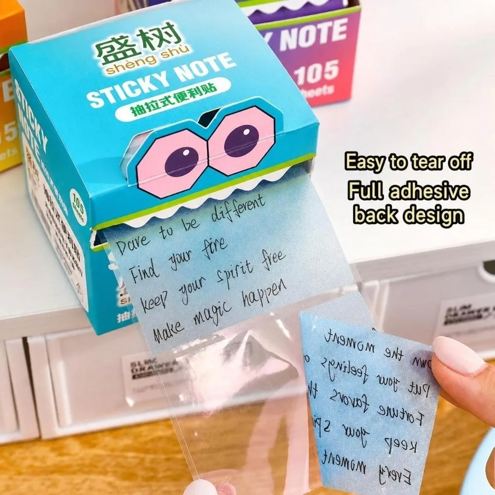105 Sheets Per Roll Pull-Out Sticky Notes Transparent Pearlescent Waterproof Glitter Sticky Notes Quick-Dry Strong Adhesive