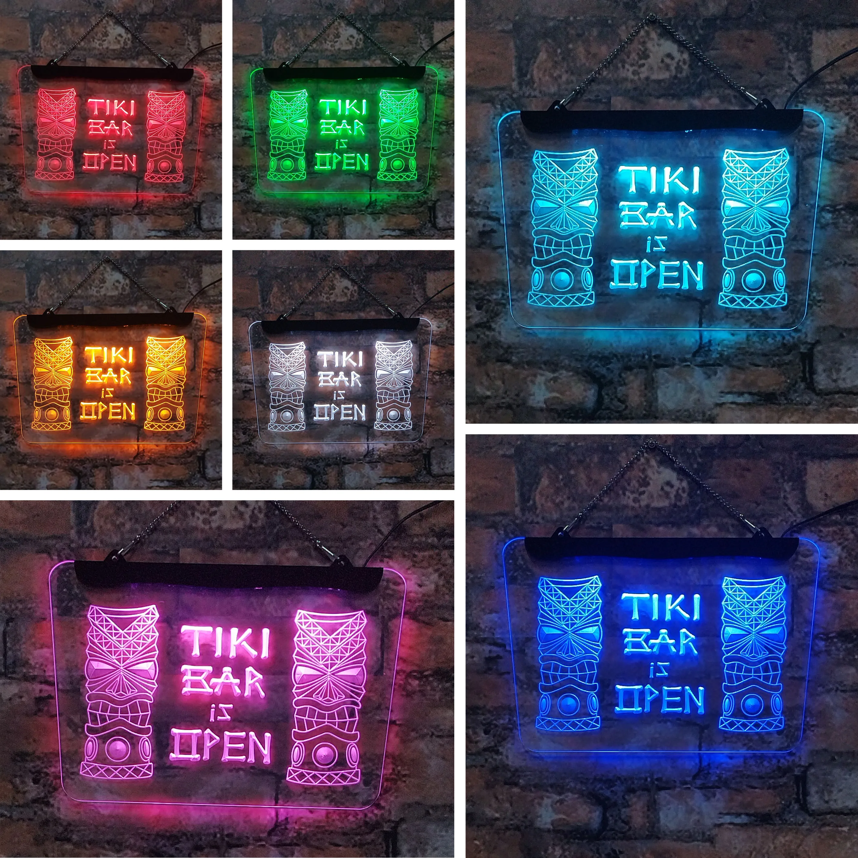 Open Tiki Bar Club neon sign Acrylic board home decoration Interior wall art Blue red 20*30 for rooms, stores and party gifts