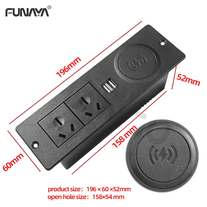 Imagem -02 - Mesa au Escondida Sockets Elétrica Escondido Soquete Desktop Preto Soquete Desktop Tomadas de Carga sem Fio 12w ac 110250v 3500w 13a