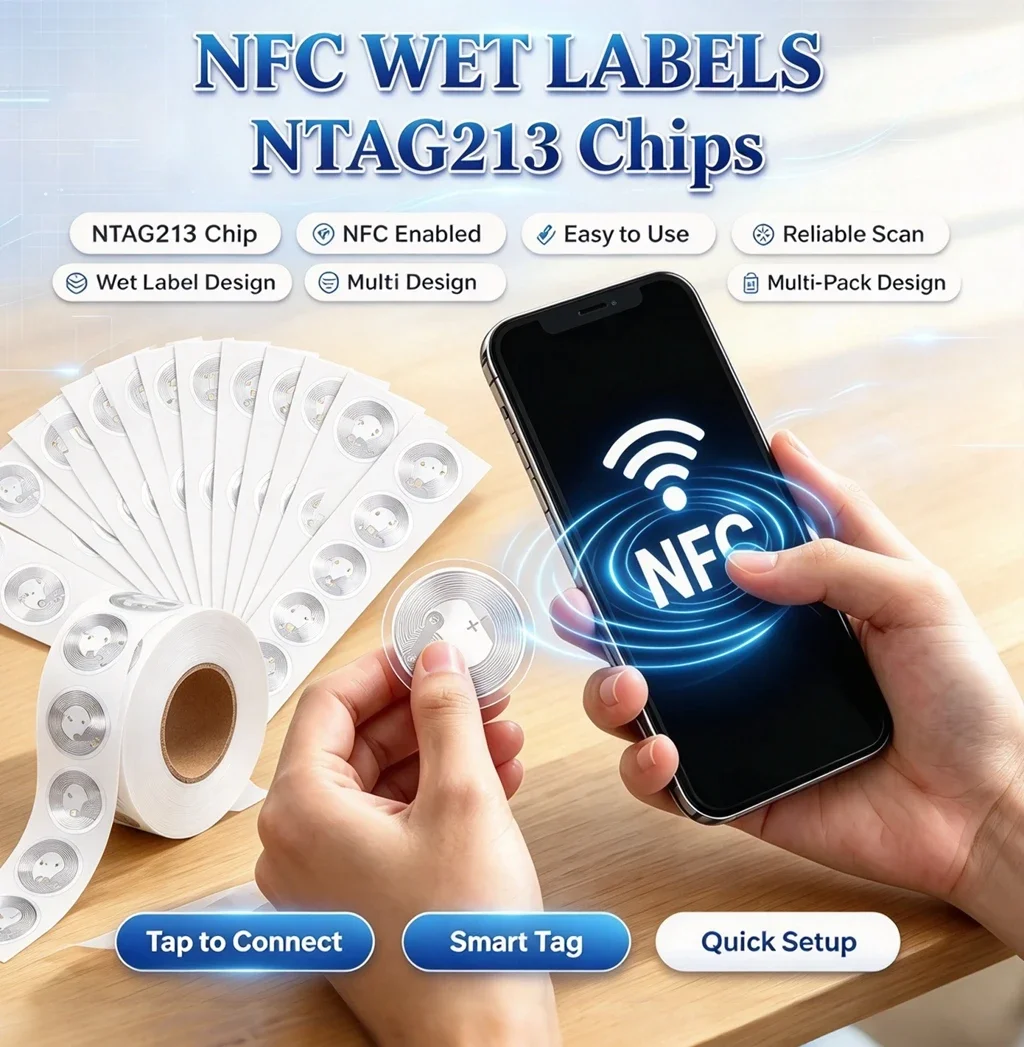 DIXSG High Capacity NTAG213 NFC Stickers, Adhesive Rewritable Tags for All NFC-Enabled Mobile Phones & Devices