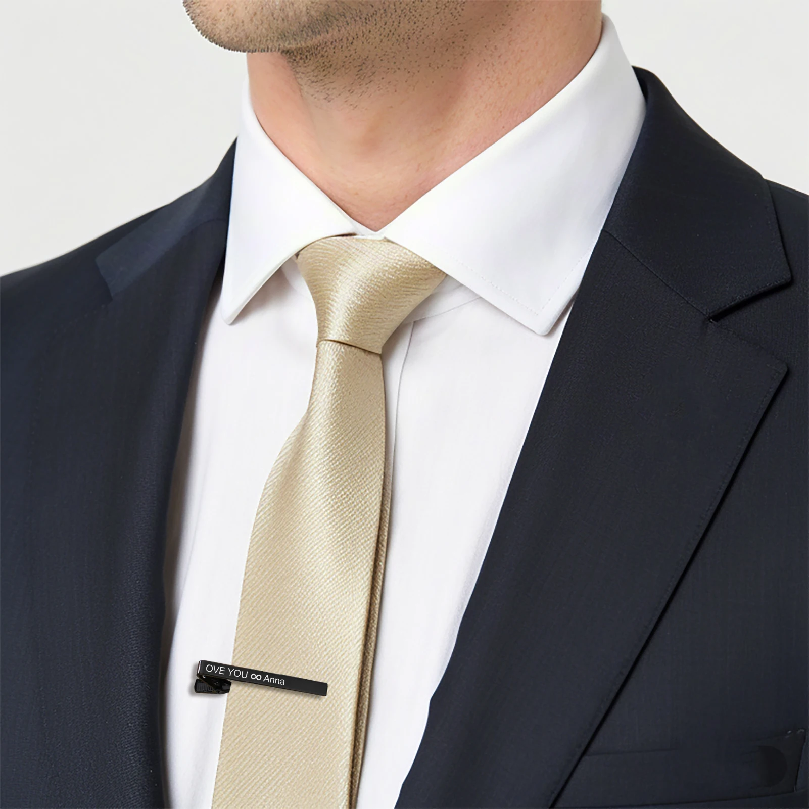 COOLTIME Benutzerdefinierte Brief Krawattenklammer für Männer Edelstahl Trend personalisierte gravierte Namen Krawattenklammer Schmuck Bussness Geschenk – Detail 12