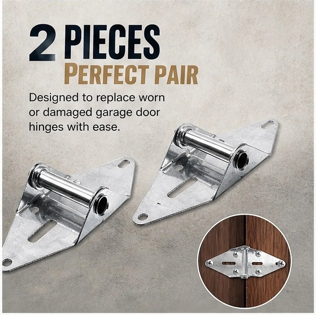 2Pcs Garage Door Hinge Thickened Iron Heavy Duty Self Closing Replacement Parts Compatible Residential Overhead Garage Door