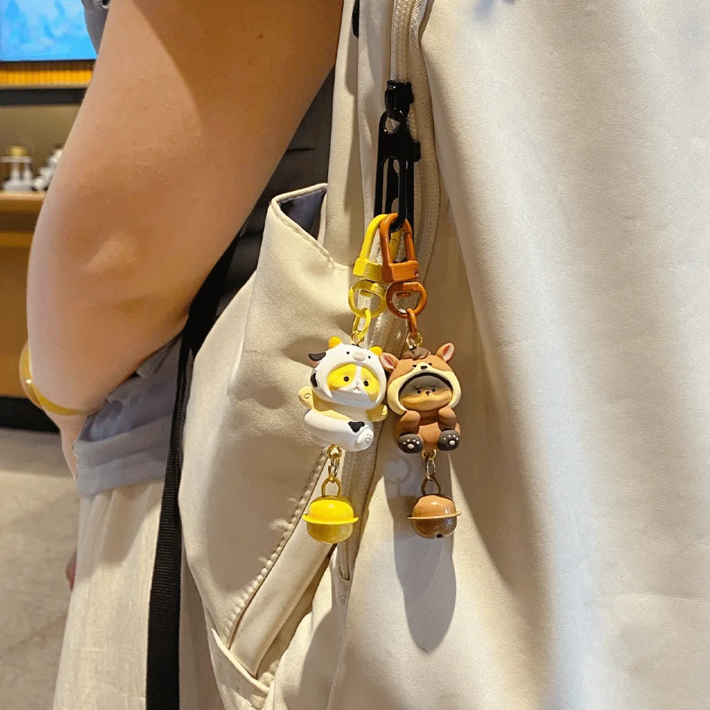 Portable Resin Pet Head Charm Pendant Snap Buckle Pair Set Cartoon Phone Strap Couple Charms Mobile Phone Decor