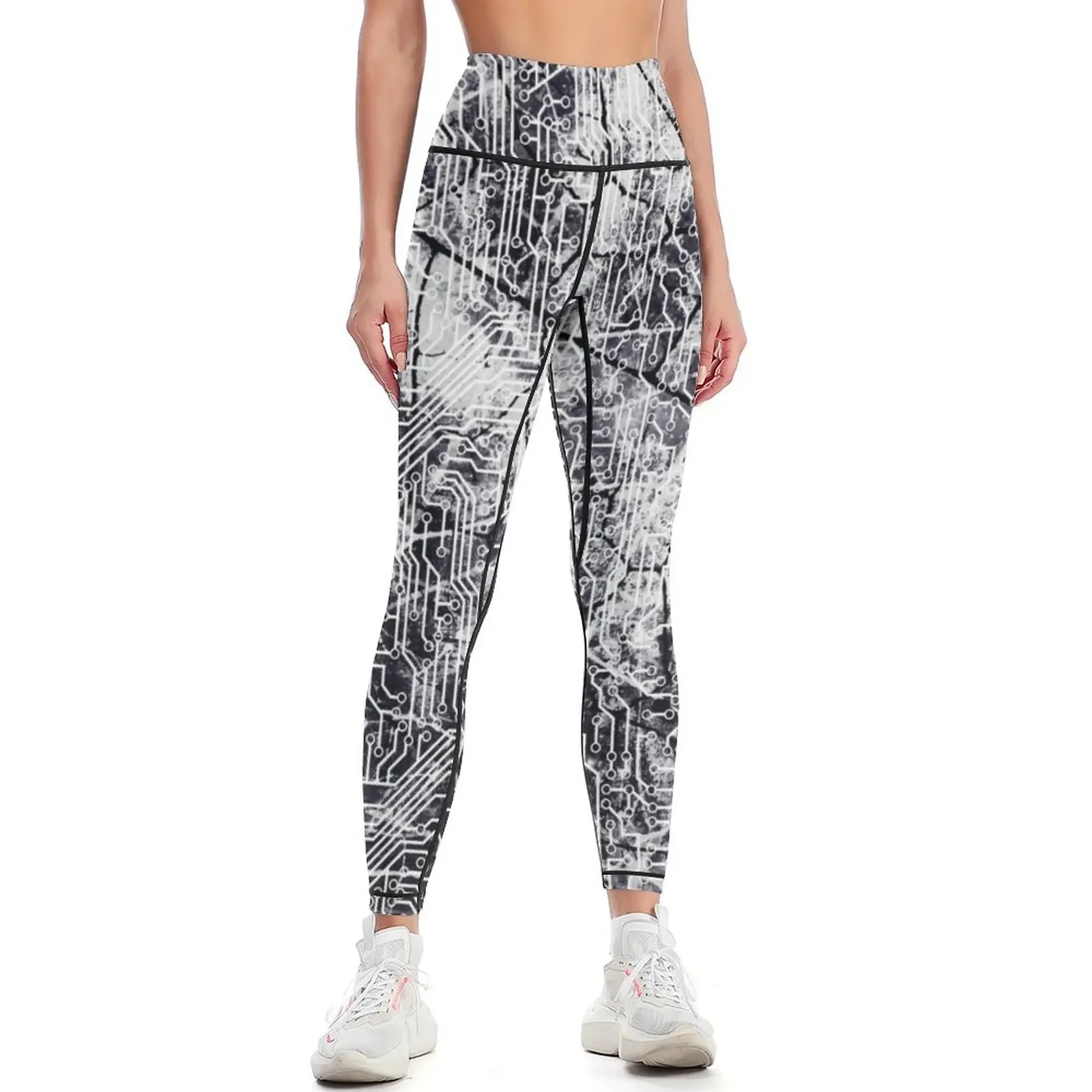 

Dark Cyber Grunge Circuit Board Pattern Leggings sport legging Clothing fitness Women's pants Women's high waist Womens Leggings