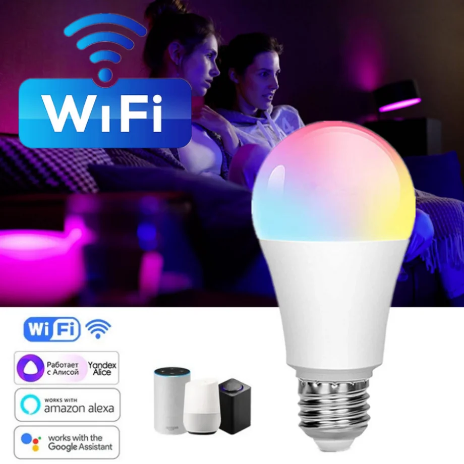 Bombilla Led inteligente con WiFi, luz RGB de 15W, regulable por aplicación Cozylife, funciona con Alexa, Google Home, Control por voz