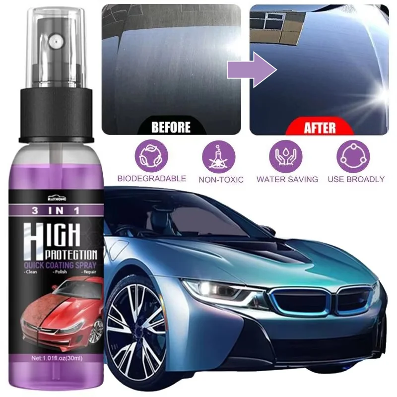 3 In 1 Car Ceramic Coating Spray Paint Scratch Repair Remover Auto Nano High Protection Quick Cleaning Polishing Spraying Waxing