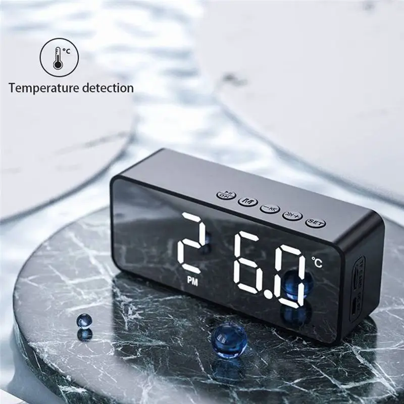 

G50 Беспроводная Bluetooth-колонка с будильником FM Мини-карта Дисплей температуры Зеркальный аудио Белый