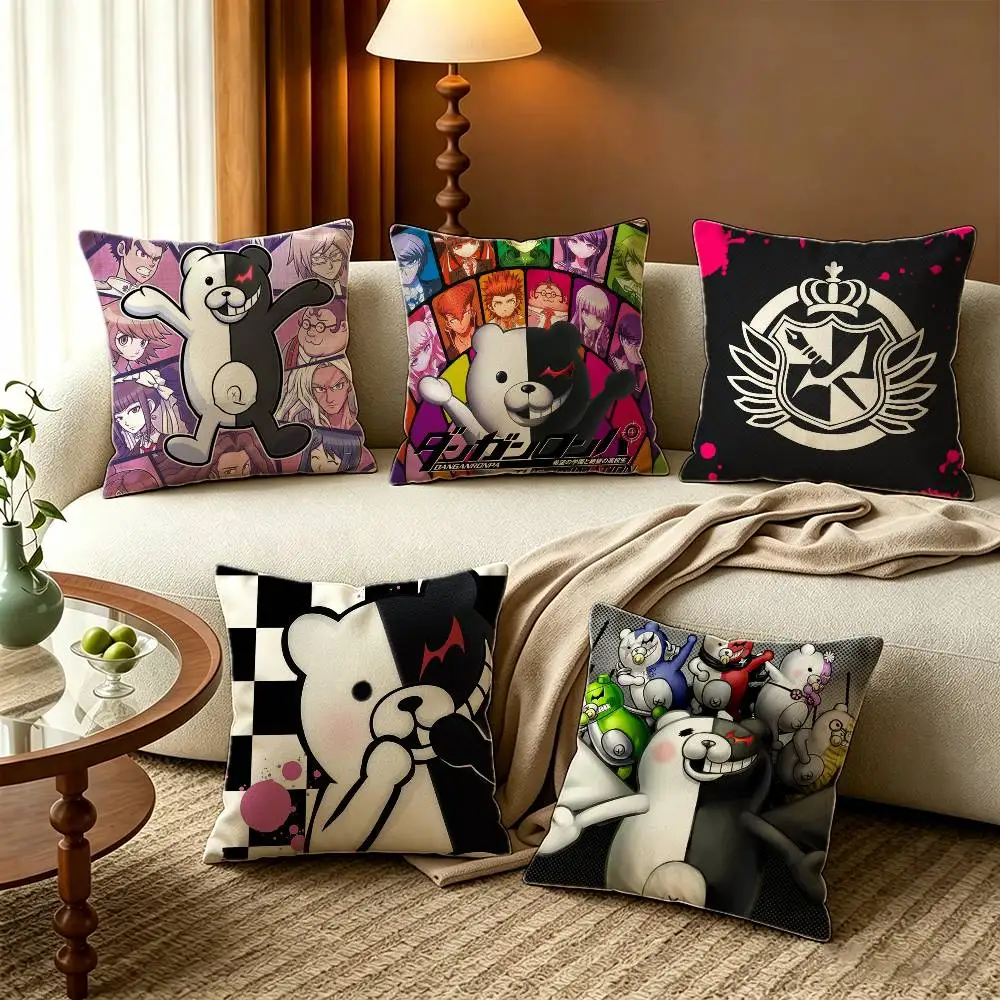Anime D-Danganronpa Monokuma Pillow Case Pattern Printed Pillowcase For Living Room Sofa Cushion Cover