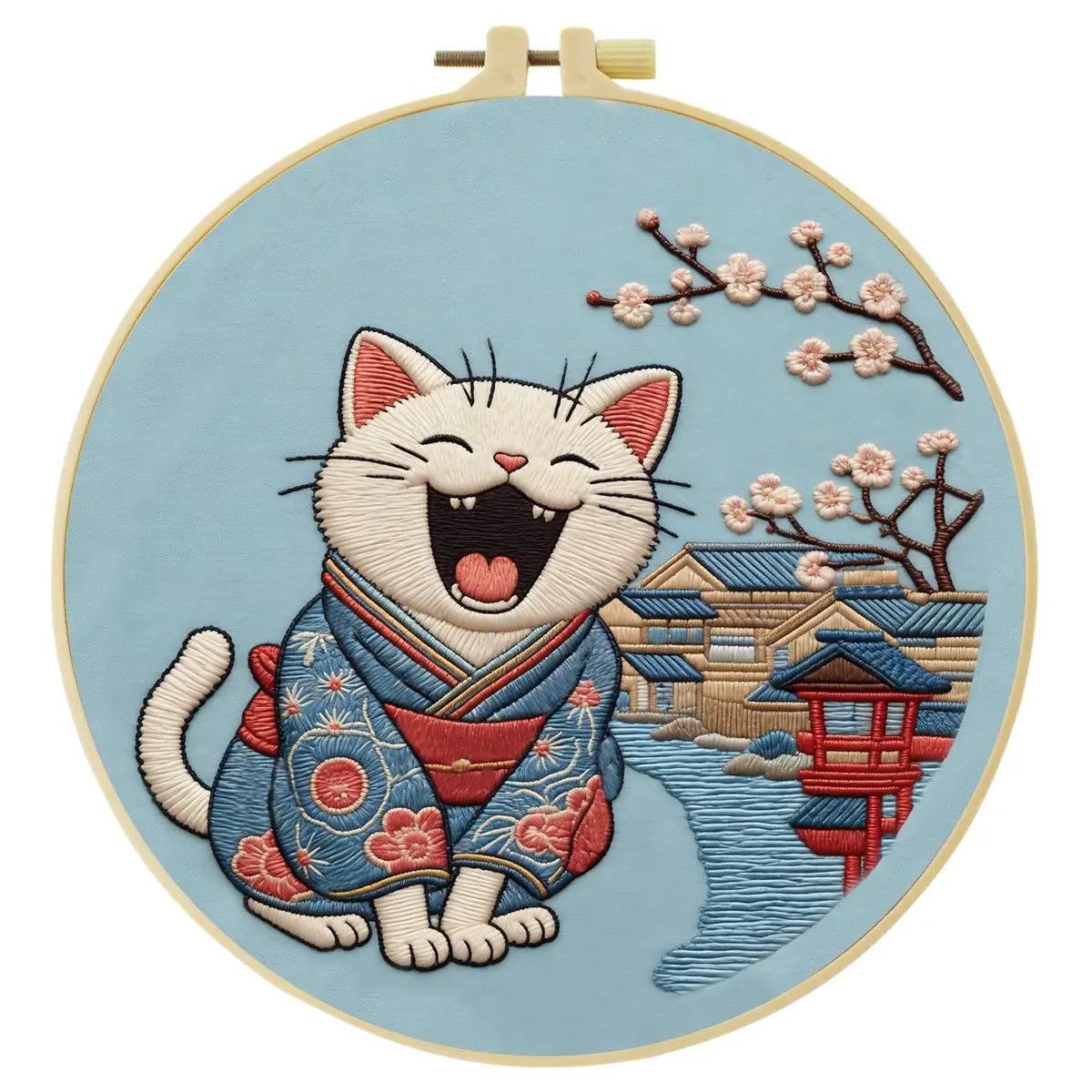 1 Stück 20X20CM/15X15CM 7,87/6,3 Zoll Japanisches Katzen-Stickerei-Starter-Kit DIY-Kit DIY-Stickerei-Set Handarbeiten – Detail 3