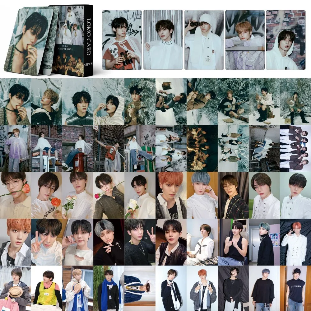 55pcs Kpop Boys Group PhotoCards Japanese Album Sweet Lomo Cards Album Japan 4th Single CHIKAI Photo Cards for Student Fans Gift