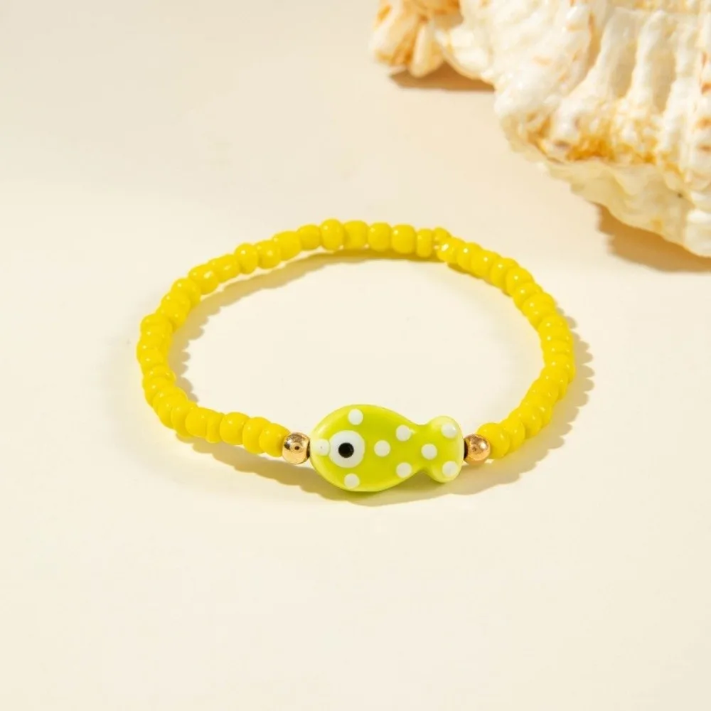 Vintage Sea Series Bohemian Ocean Bracelet Colorful Cute Polka Dot Bead Bracelet Wristband Fish Pendant Bracelet Vacation