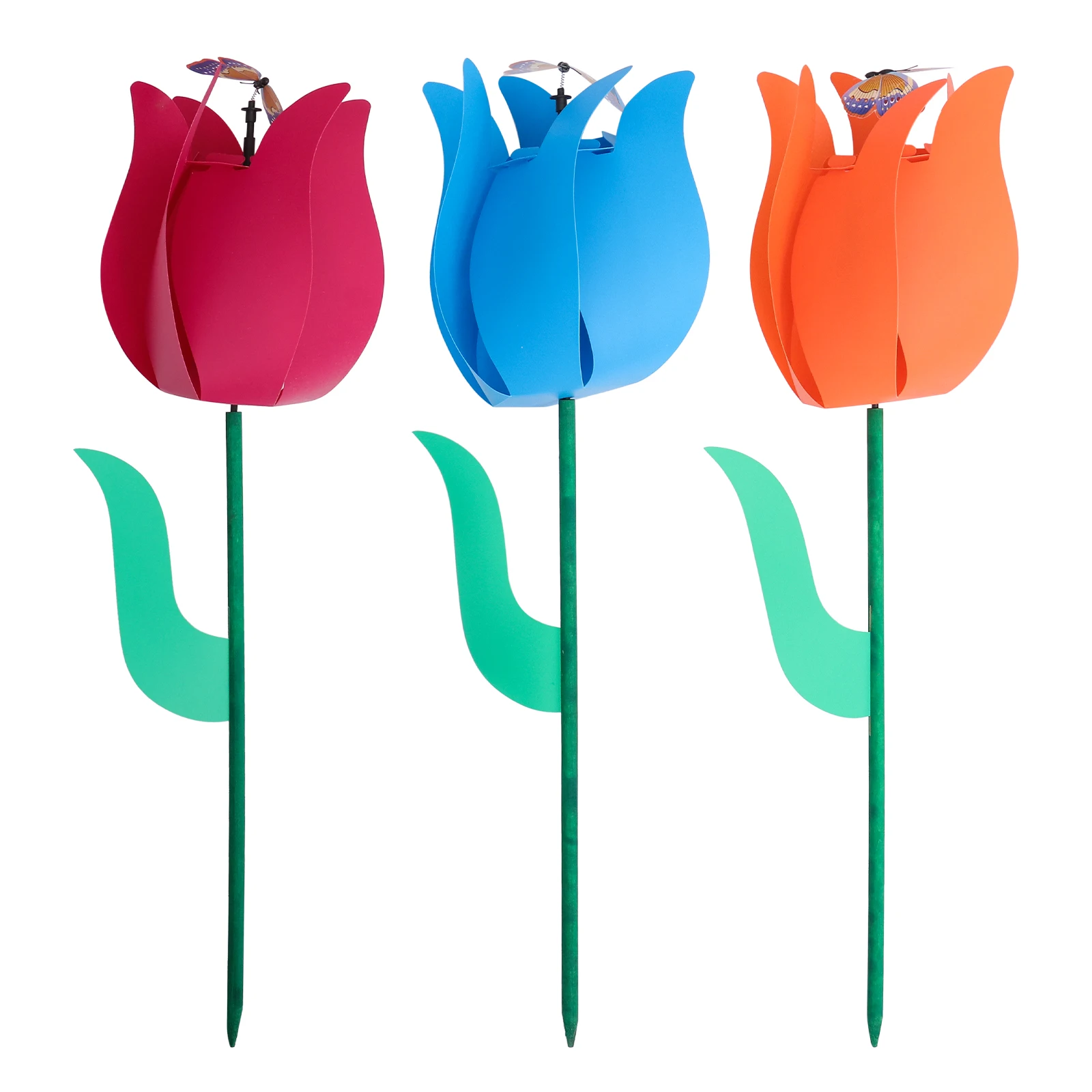 

3Pcs Colorful Plastic Tulip Windmills Decorative Pinwheels Durable Outdoor Garden Yard Lawn Decorations Tulip Windmills