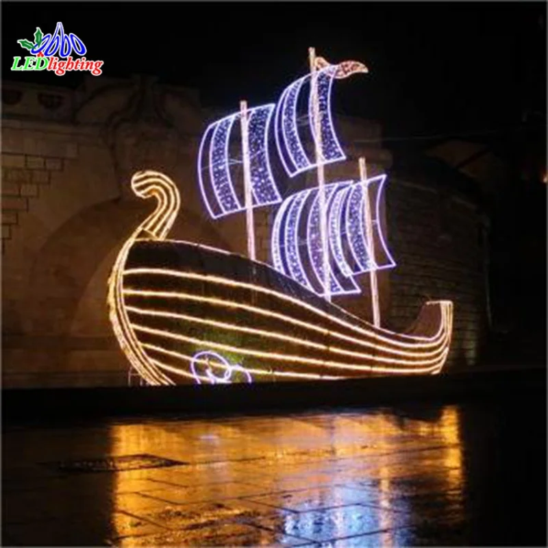 

Custom.3D LED Sailing Boat Ship Decorative Lighting Outdoor Street Decoration IP65 Waterproof LED Motif Lights