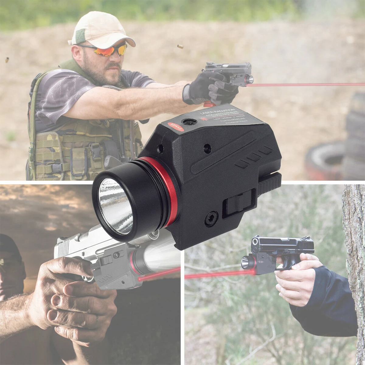 Tactical Nylon LED Weapon Light Scout Red Laser Sight For Pistol Glock 17 Flashlight Hunting 20mm Rail Mount With Battery