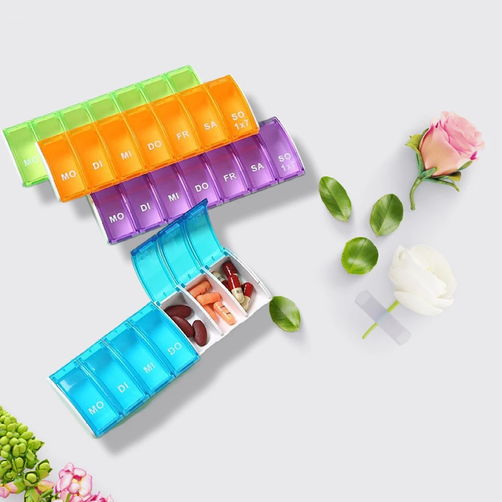 

Pill Divider Medication Storage Weekly Dispenser for On the Go Medicine Leak-Proof And Moisture-Proof Sealing Vibrant Familie