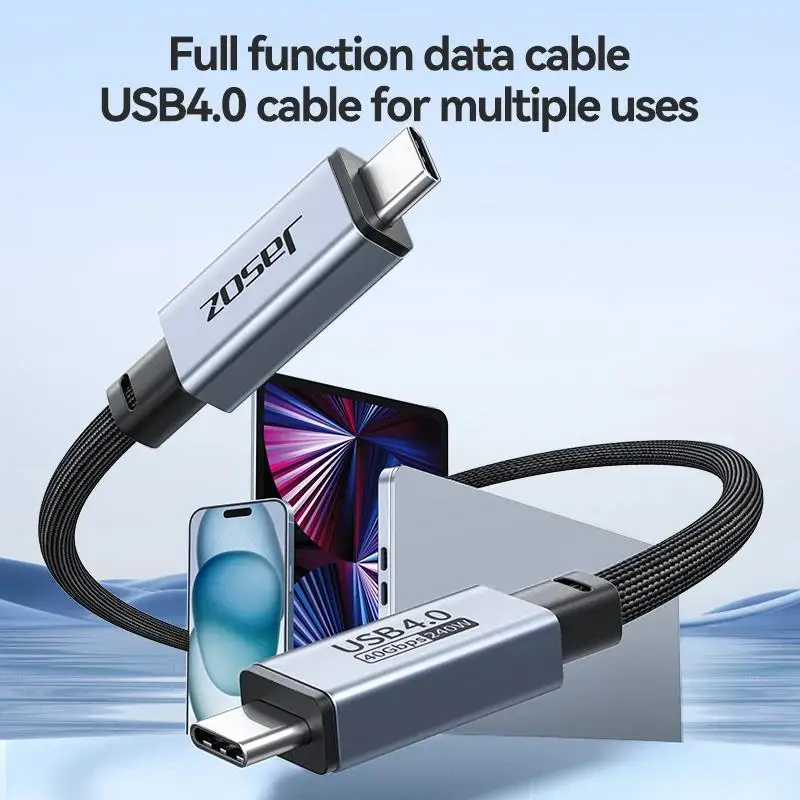 Jasoz USB4 Cable 40Gbps 240W Thunderbolt 4 Type C Fast Charging Cable for Apple iphone15 Pro Max Tablets USB C Data Cable 8K