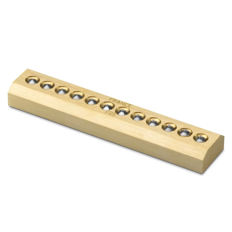 French Made Rectangular Fion Beading Block Recessed 12 Sizes 0.20-1.00mm Grain Tool Sharpener Brass Steel Jewelry Tool