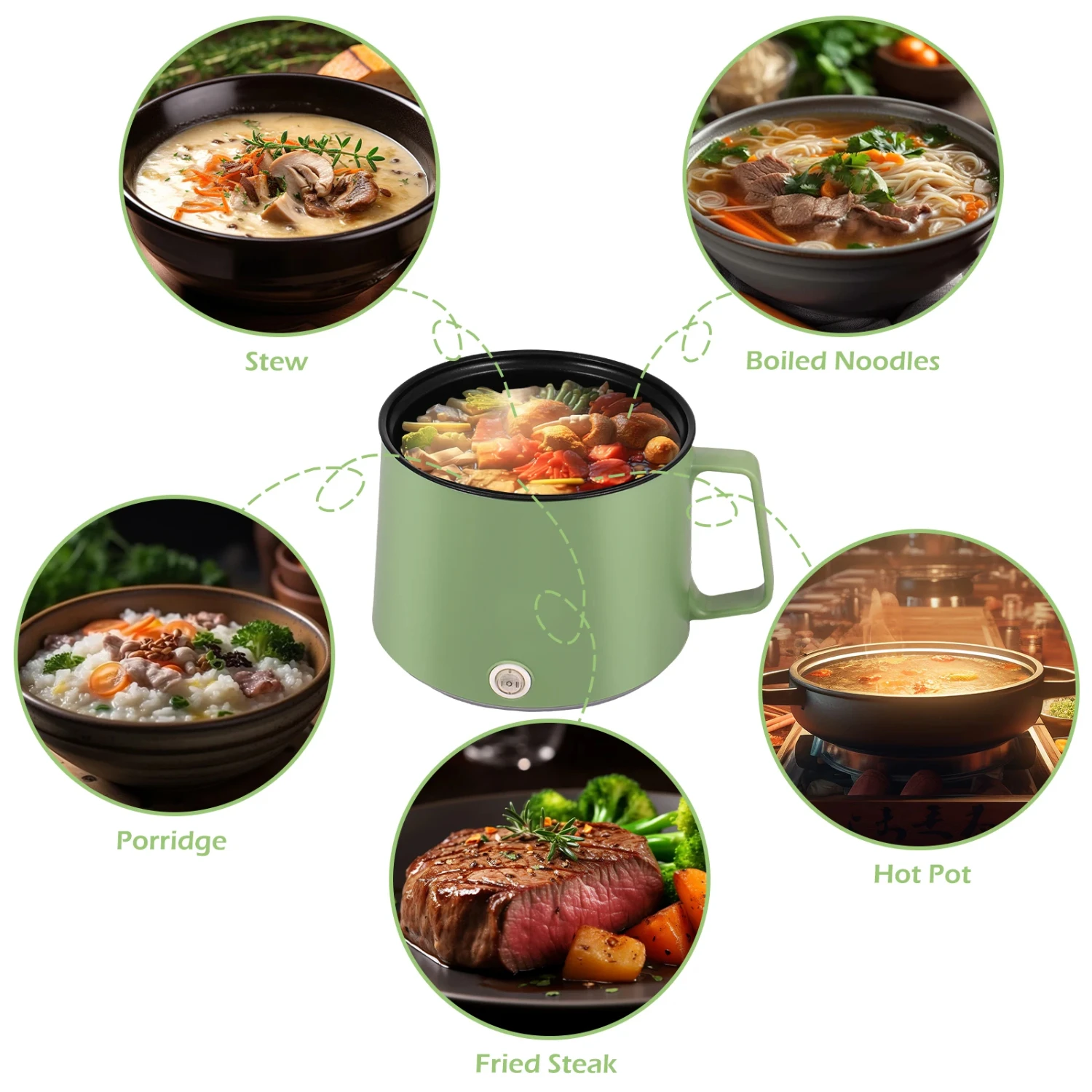 다기능 쿠커 220V 더블 레이어 쿠커 붙지 않는 냄비 팬 가전 제품 1.7L 주방 냄비 1-2 명