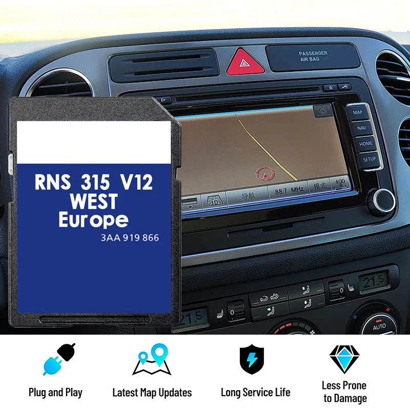 

Обновление SD-карты для VW Amarok Beetle CC Caddy Golf Passat Tiguan Polo Car AZ V12 Navigation RNS315 West EU Sat Nav 3AA051866BE
