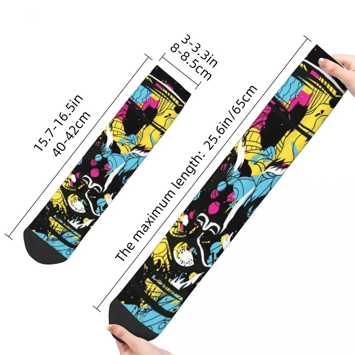 Funny Crazy Sock for Men Astronaut Cat Hip Hop Harajuku Cat Quest Happy Seamless Pattern Printed Boys Crew compression Sock