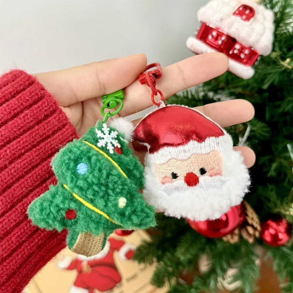 Llaveros de peluche de Papá Noel de dibujos animados de Navidad, juguetes para niños, bolso de mujer, decoración colgante, árbol de Navidad, lindos llaveros, accesorios