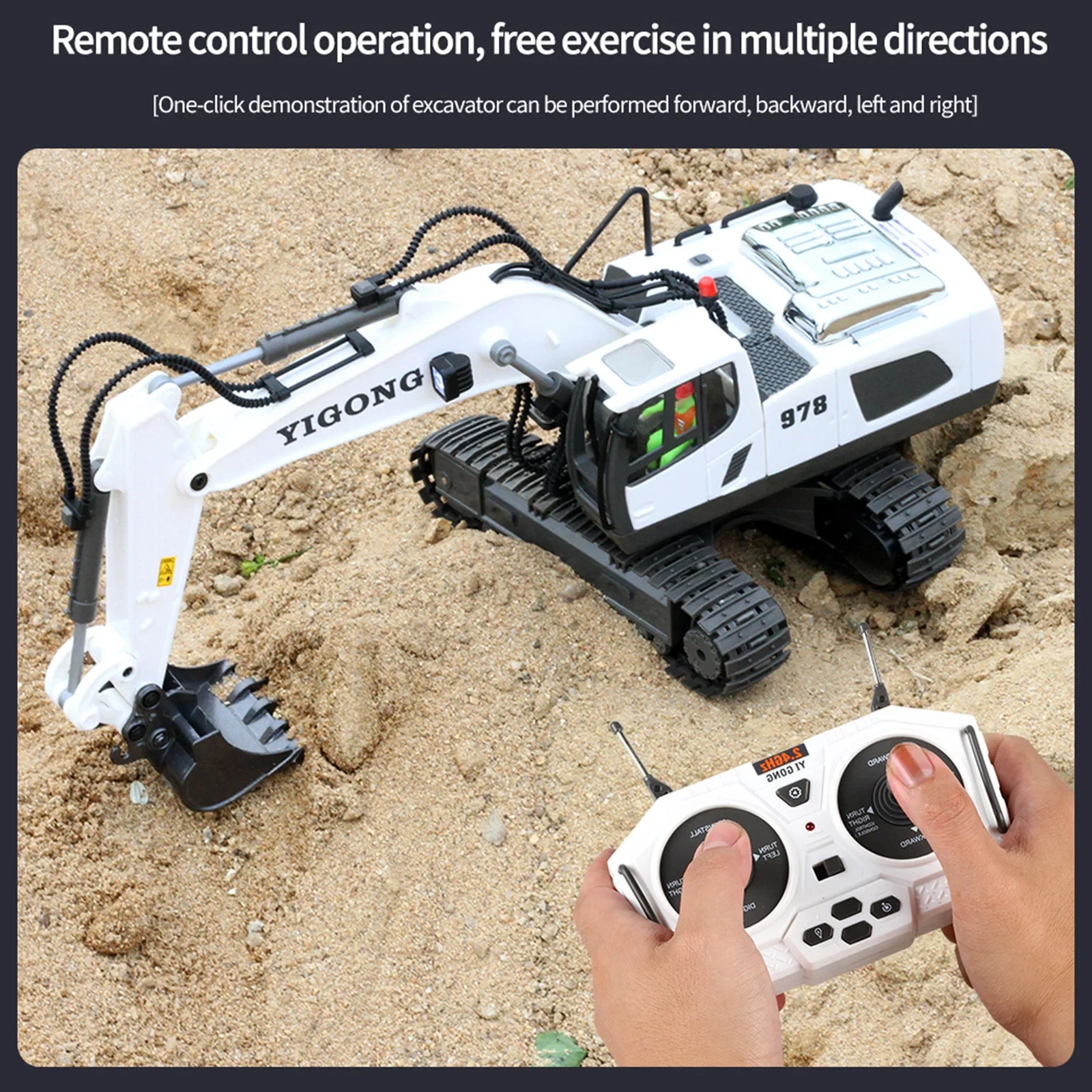 1/20 RC Excavator Dumper with Light Music 2.4GHz 11CH Big RC Truck Engineering Vehicles Educational Toys for Kids Christmas Gift