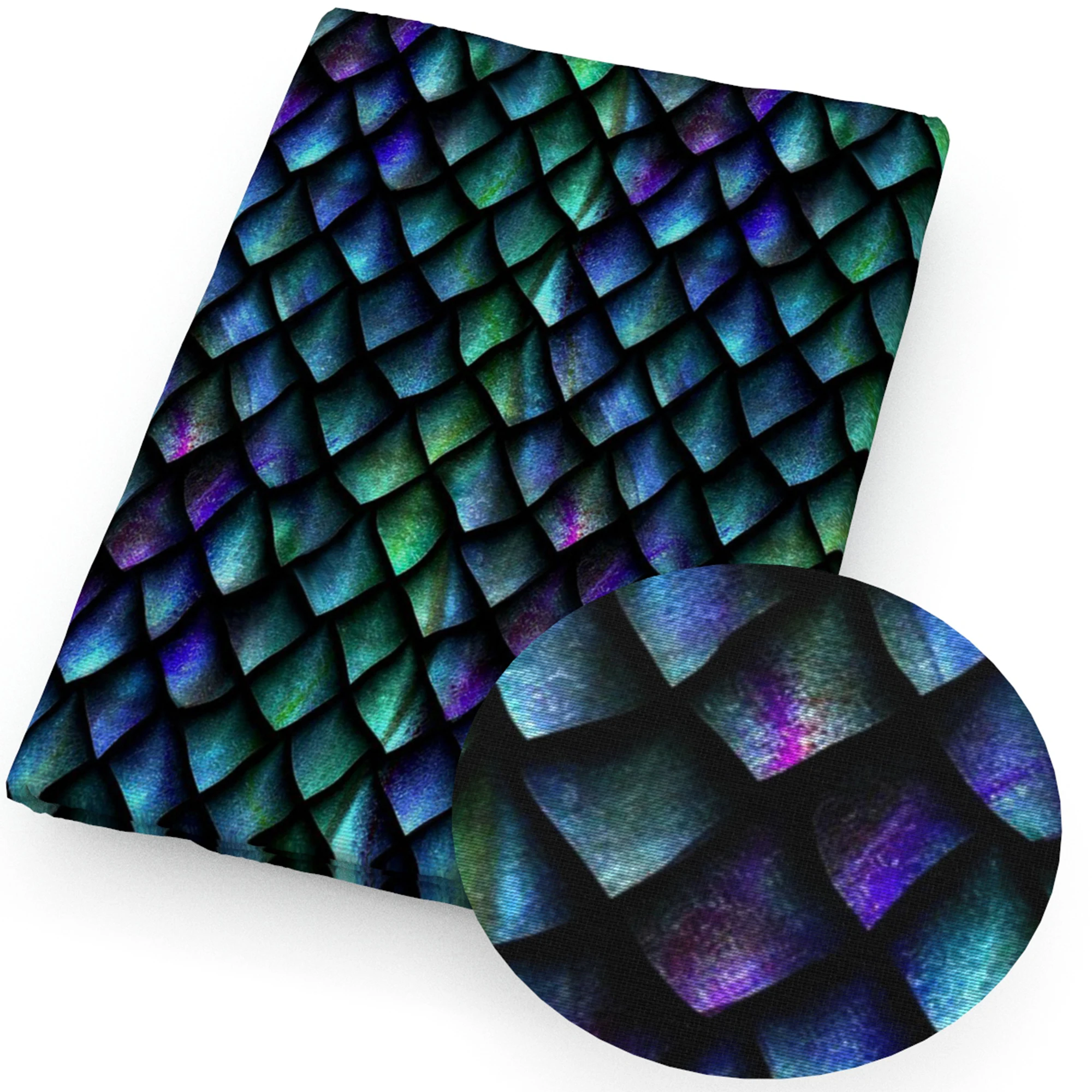 Mermaid Scales Geometric Pattern Print Polyester Cotton Fabric PatchworkTissue Sewing Quilting Fabrics Needlework DIY Handmade