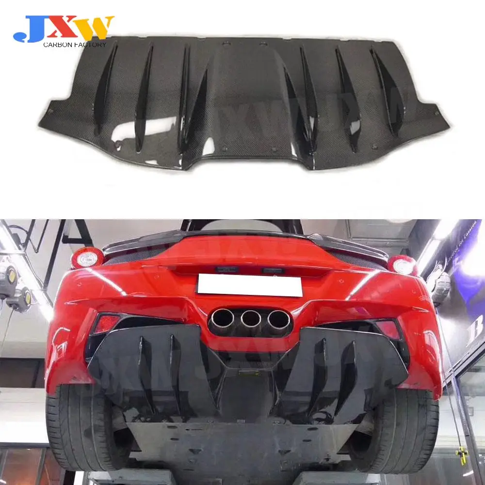 

Carbon Fiber Rear Bumper Lip Diffuser Spoiler For Ferrari 458 2011-2014 Fins Shark Style Skid Plate FRP Body Kits Accessories