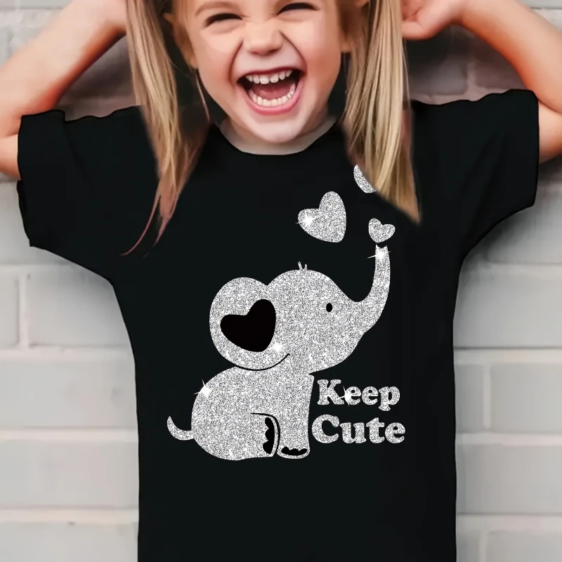 

A Fashionable Top Featuring A Best-selling Girl Elephant and A T-shirt with The "Stay Cute" Pattern Girls Clothes